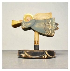 Iowa hand Made wooden angel figurine ornament Christmas decoration Candel